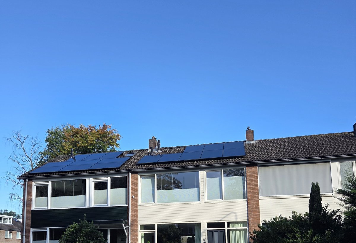 Energy-efficient home with solar panels — check your home's energy label via EP-online